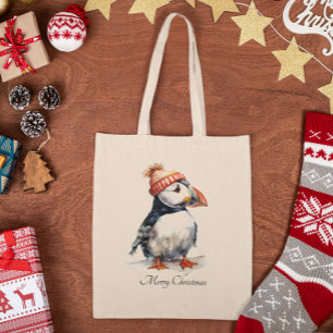 Merry Puffin, custom Tote Bag