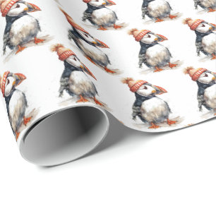 Merry Puffin Wrapping Paper