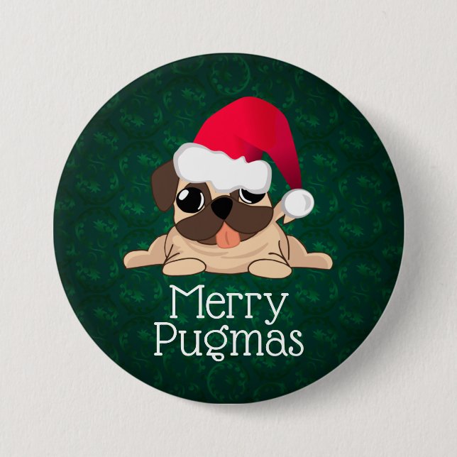 Merry Pugmas 3” Round Button (Front)