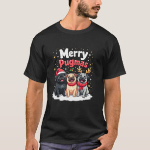 Merry Pugmas Christmas Family Pyjama PJS Dog Funny T-Shirt