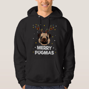 Merry Pugmas Christmas Pug Dog Xmas Funny Puggy Re Hoodie