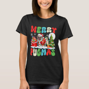 Merry Pugmas Christmas Santa Pug Colourful Costume T-Shirt