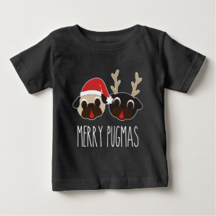 Merry Pugmas Christmas Santa Pug Reindeer Pug Baby T-Shirt