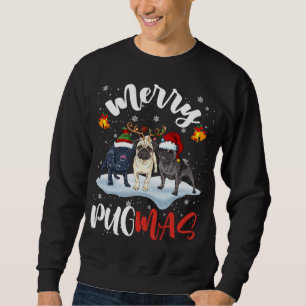 Merry Pugmas Funny Santa Reindeer Elf Pug Dog Chri Sweatshirt