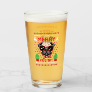 Merry Pugmas! Glass Tumbler