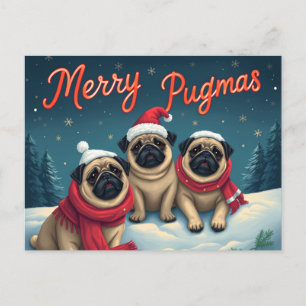 Merry Pugmas Holiday Postcard