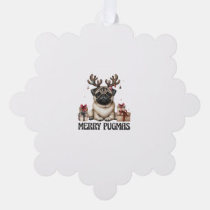Merry Pugmas Merry Christmas Funny Pug Dog  Tree Decoration Card
