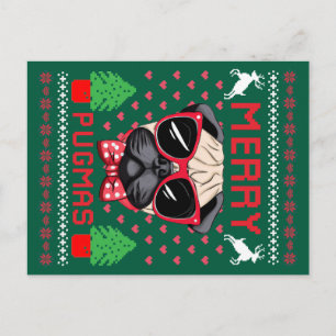 Merry Pugmas! Postcard
