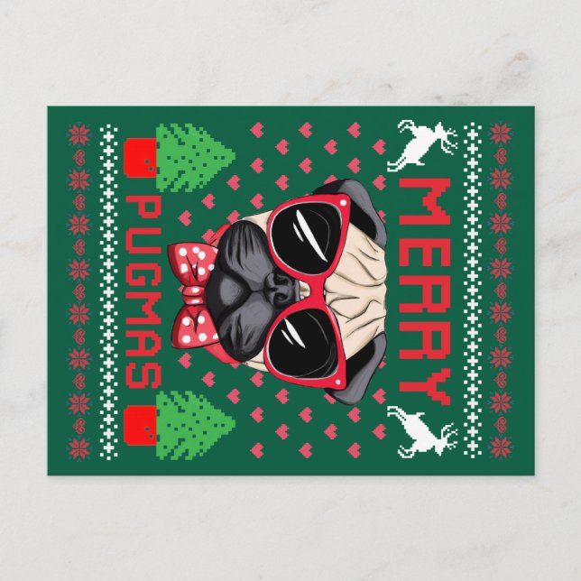 Merry Pugmas! Postcard (Front)