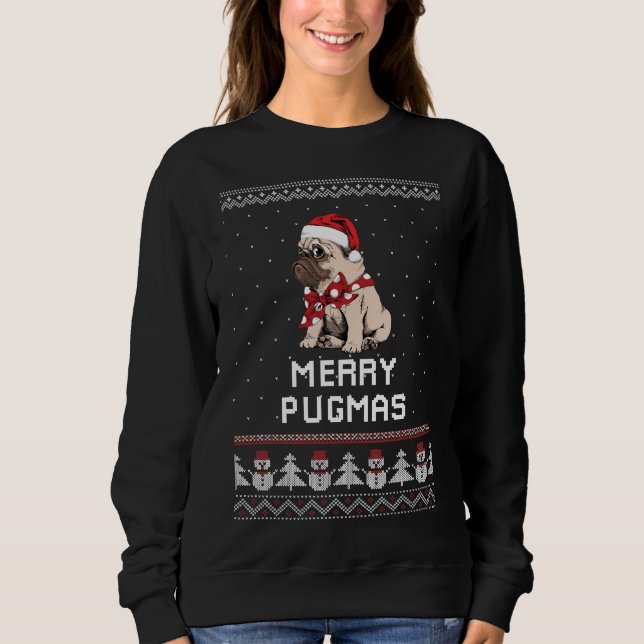 Merry Pugmas - Pug Christmas Sweatshirt (Front)
