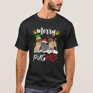 Merry Pugmas   Santa Reindeer Elf Pug Dog Christma T-Shirt
