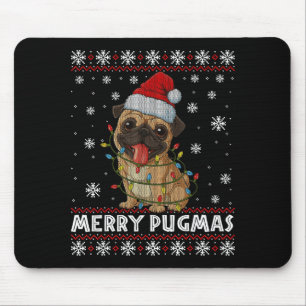 Merry Pugmas Ugly Christmas Sweater Cute Pug Dog Mouse Pad