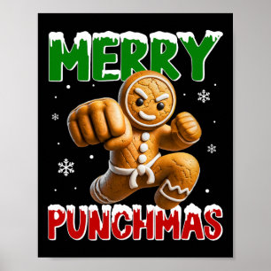 Merry Punchmas Taekwondo Karate Gingerbread Man Ma Poster