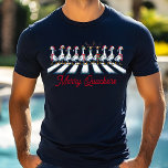 Merry Quackers Christmas Duck Funny Festive Tri-Blend Shirt<br><div class="desc">Merry Quackers Christmas Duck Funny Festive Holiday Tri-Blend Shirt features festive duck crossing the road wearing deer antlers,  Santa hats and scarves with the text "Merry Quackers" in modern script typography. Perfect for Christmas gifts,  Christmas parties and holiday celebrations,  birthdays and more. Created by Evco Studio www.zazzle.com/store/evcostudio</div>