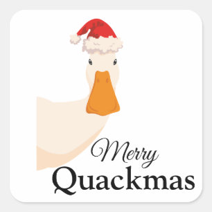 Merry Quackmas Christmas funny cartoon Duck Square Sticker