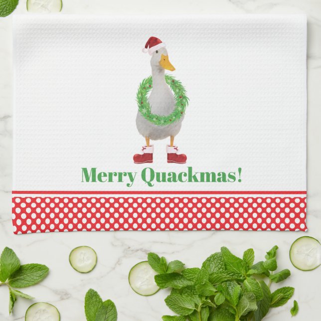 Merry Quackmas Duck Kitchen Towels (Folded)