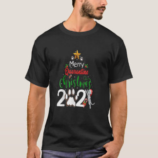 Merry Quarantine Cat Family Christmas 2021 T-Shirt