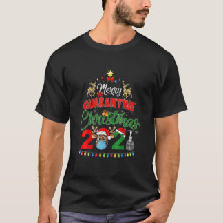 Merry Quarantine Christmas 2021 Reindeer Funny Fam T-Shirt