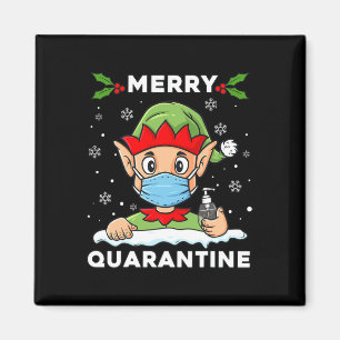 Merry Quarantine Christmas Elf Fun Family Xmas Magnet