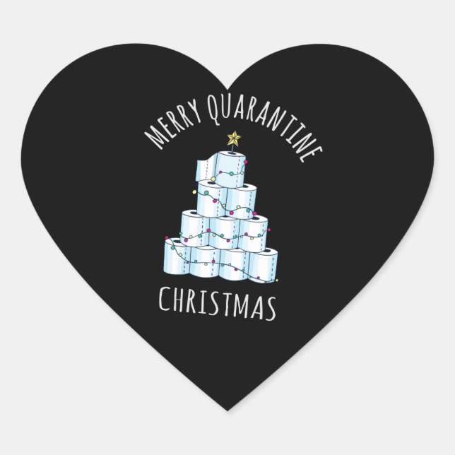 Merry Quarantine Christmas Tree Toilet Paper Heart Sticker (Front)
