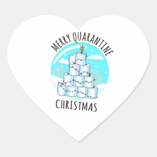 Merry Quarantine Christmas Tree Toilet Paper Heart Sticker
