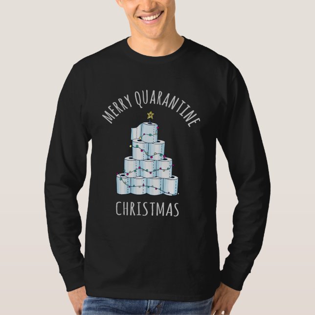 Merry Quarantine Christmas Tree Toilet Paper T-Shirt (Front)