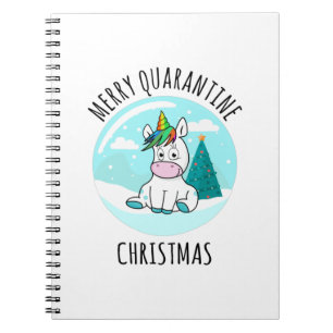Merry Quarantine Christmas Unicorn Notebook