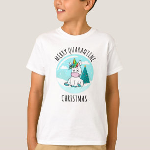 Merry Quarantine Christmas Unicorn T-Shirt