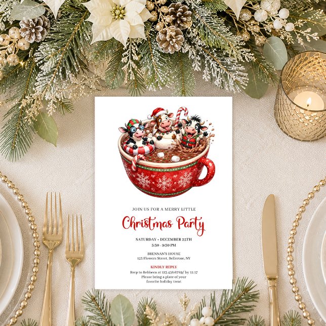 Merry Quirky Cows Holiday Christmas Party Invite (Merry Quirky Cows Holiday Christmas Party Invitation Art

)