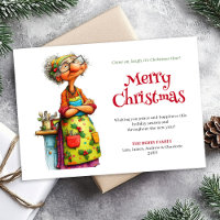 Merry Quirky Woman Editable Digital Greeting