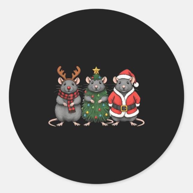 Merry Ratmas Christmas Santa Rat Mouse Lover Anima Classic Round Sticker (Front)