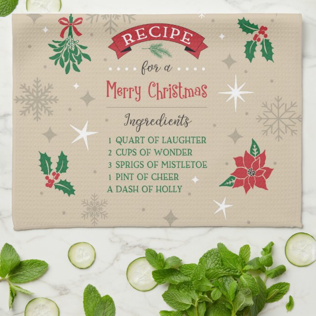 Merry Recipe Kitchen Towel (Folded)