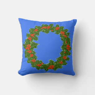 Merry Red Berry & Holly Wreath for Christmas Cushion