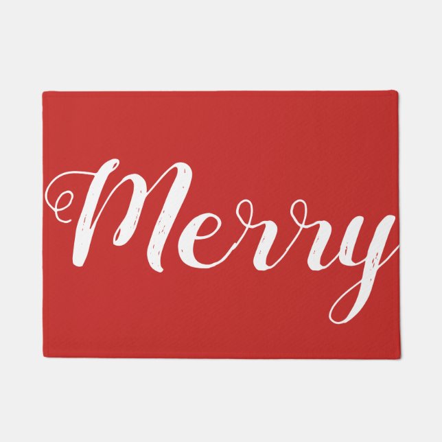 Merry Red Christmas Doormat (Front)