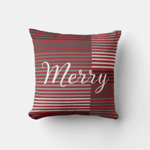 Merry -Red, Gray, Black, White Stripes Cushion