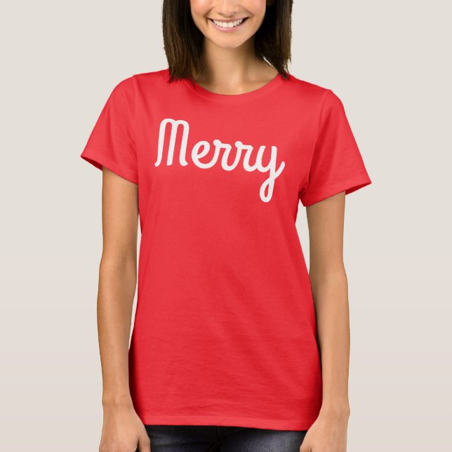 Merry Red Shirt Simple Modern Retro Minimalist  (Front)