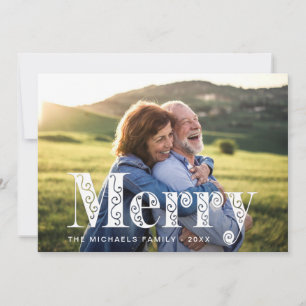 Merry Red Swirls Photo Christmas Holiday Card
