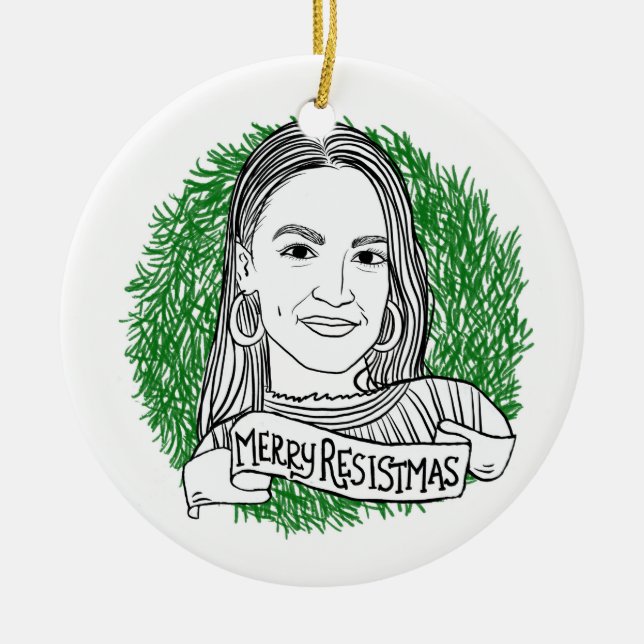 Merry Resistmas Ceramic Tree Decoration (Front)