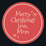 Merry Retro Vintage Minimal Midcentury Christmas Classic Round Sticker<br><div class="desc">Merry Retro Vintage Minimal Midcentury Christmas. Simple,  cute,  and cheerful,  with a fun mid-century 50s 60s vibe. In red and cream. By Kierkegaard Design Studio.</div>