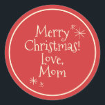 Merry Retro Vintage Minimal Midcentury Christmas Classic Round Sticker<br><div class="desc">Merry Retro Vintage Minimal Midcentury Christmas. Simple,  cute,  and cheerful,  with a fun mid-century 50s 60s vibe. In red and cream. By Kierkegaard Design Studio.</div>