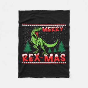 Merry Rex-mas T-rex Dinosaur Premium  Fleece Blanket