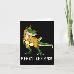Merry Rexmas Reindeer T-rex Rudolph Dinosaur Chris Card