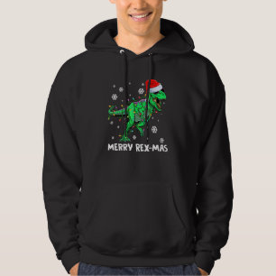 Merry Rexmas   Santa Dinosaur Christmas Pajamas Fa Hoodie