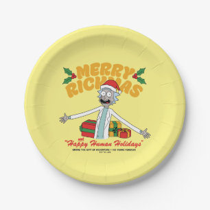 Merry Rickmas and Happy Human Holidays Paper Plate