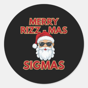 Merry Rizz Mas Sigmas Cool Santa Claus Face Skibid Classic Round Sticker