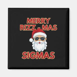 Merry Rizz Mas Sigmas Cool Santa Claus Face Skibid Magnet