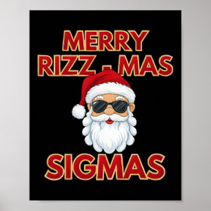 Merry Rizz Mas Sigmas Cool Santa Claus Face Skibid Poster