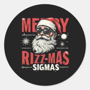 Merry Rizz Mas Sigmas - Cool Santa Face Gen Alpha Classic Round Sticker