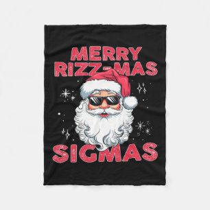 Merry Rizz Mas Sigmas - Cool Santa Face Gen Alpha Fleece Blanket