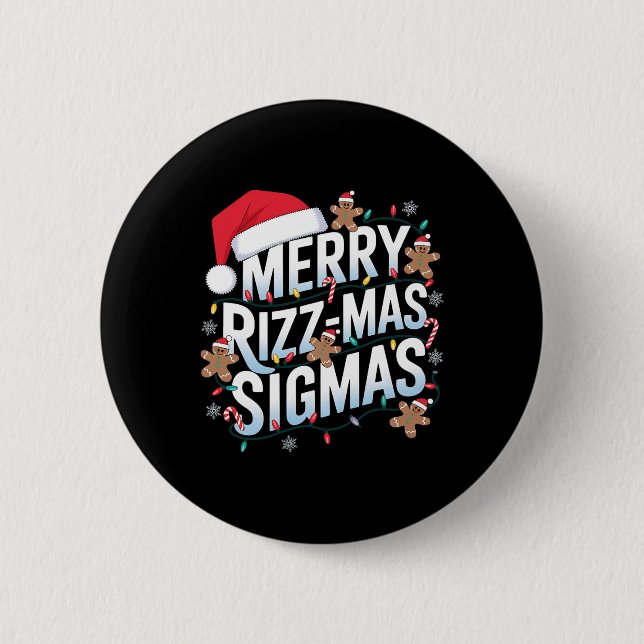 Merry Rizz Mas Sigmas Funny Alpha Christmas Santa  6 Cm Round Badge (Front)